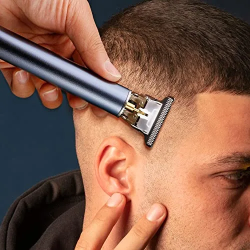BARBERBOSS ▫️ Kit de higiene pessoal para homem, máquina de cortar cabelo com lâmina em T, 3 pentes-guia, carregamento por USB, corpo em metal elegante, máquina de cortar cabelo premium para homem, QR-2088 6