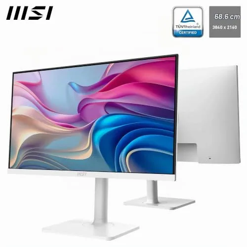 MSI ▫️ Modern MD272UPHW Monitor Profissional UHD de 27" - Painel IPS de 3840 x 2160, 60 Hz, Montagem VESA, Ajustável em 4 direções - HDMI 2.0b, DisplayPort 1.4a, Tipo C - Branco 2
