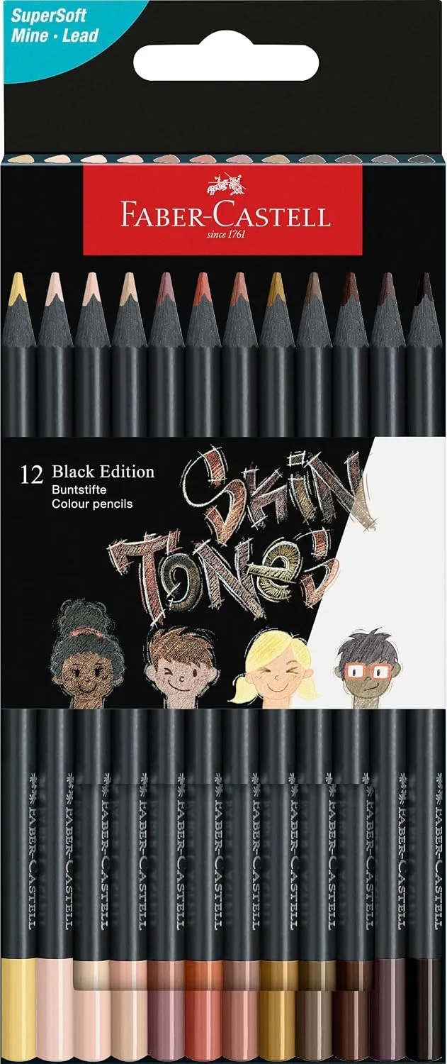 Faber-Castell ▫️ Conjunto Black Edition, 12 lápis, tons de pele