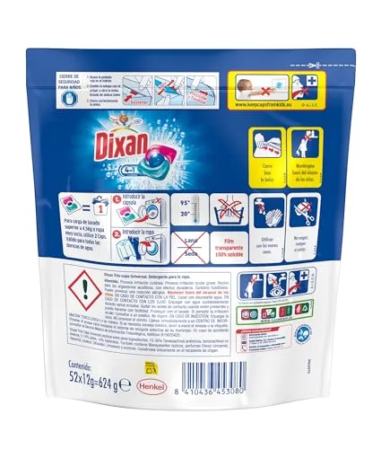 Dixan ▫️ Trio Caps Total 4 em 1, Detergente em cápsulas para máquina de lavar roupa, 52D 2