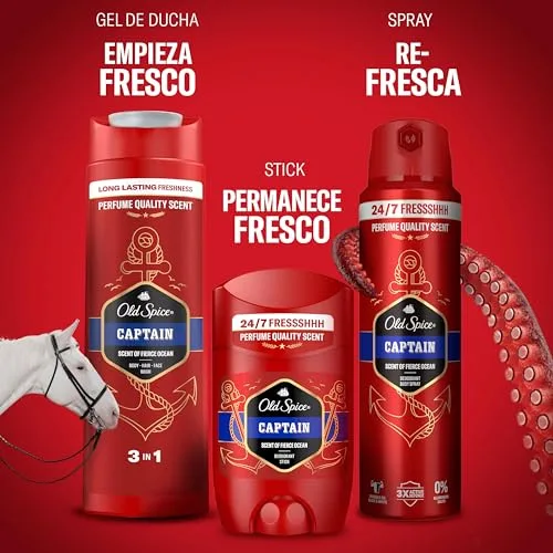 Old Spice ▫️ Gel de banho e champô 3 em 1 Captain para homem, 2 x 1 L. 4