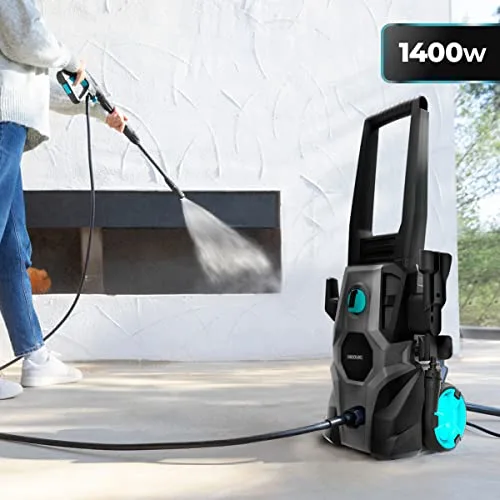 Cecotec ▫️ Máquina de Limpeza de Alta Pressão HydroBoost 1400 EasyGo. 1400 W, para casa, jardim ou carro, caudal de 426 l/h, pressão de 105 bar, bomba em alumínio, rodas, raio de ação de 11 m 2