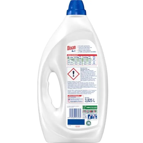 Dixan ▫️ Gel Total+ 4 em 1 (1 x 3825 ml), detergente líquido para a máquina de lavar roupa clara e branca, detergente com grande poder de remoção de manchas, sensação de frescura, embalagem gigante, 85 lavagens 2