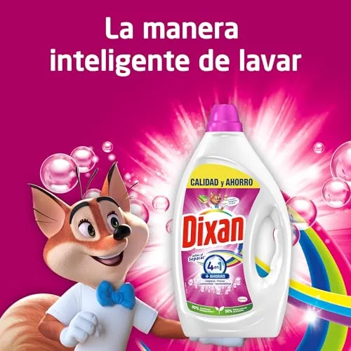 Dixan ▫️ Gel «Adeus à Separação Total» 4+1, Detergente Líquido para Máquina de Lavar Roupa (55 lavagens), detergente líquido para roupa colorida, limpeza, brilho, frescura e sustentabilidade 3