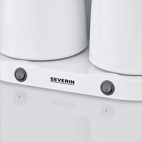 Severin ▫️ Máquina de café por gotejamento Duo até 16 chávenas, Máquina de café com filtro compacta / Máquina de café americana com 2 jarros térmicos, com desligamento automático, branca, KA 9314 5