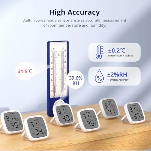 SONOFF ▫️ SNZB-02D Sensor Inteligente de Temperatura e Humidade com Ecrã LCD Zigbee, Termómetro e Higrómetro Digital para Interior, Compatível com Alexa/Google Home, Requer o Hub ZigBee (2 unidades) 3