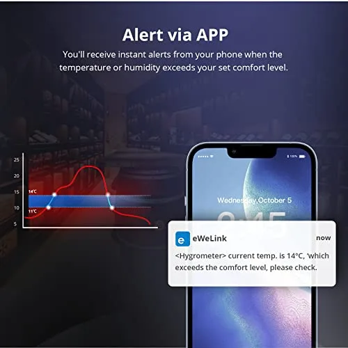 SONOFF ▫️ SNZB-02D Sensor Inteligente de Temperatura e Humidade com Ecrã LCD Zigbee, Termómetro e Higrómetro Digital para Interior, Compatível com Alexa/Google Home, Requer o Hub ZigBee (2 unidades) 6