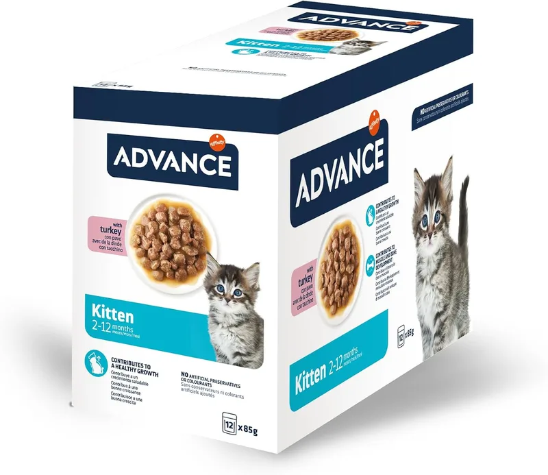 Advance ▫️ Comida Húmida para Gatinhos com Peru, Multipack 12 x 85 g, Total 1,02 kg
