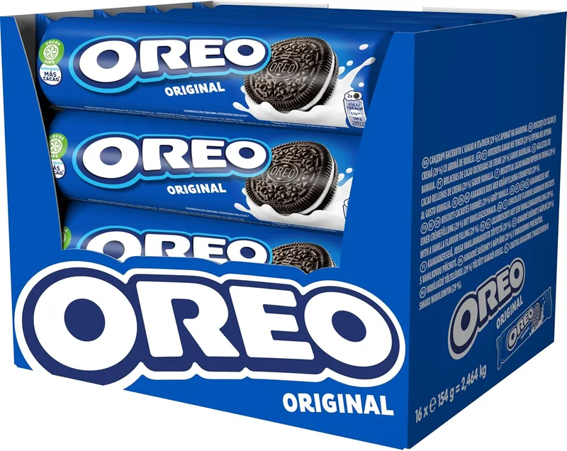 Oreo ▫️ Bolachas Originais Recheadas com Creme de Cacau Sabor Baunilha 154g - Embalagem de 16