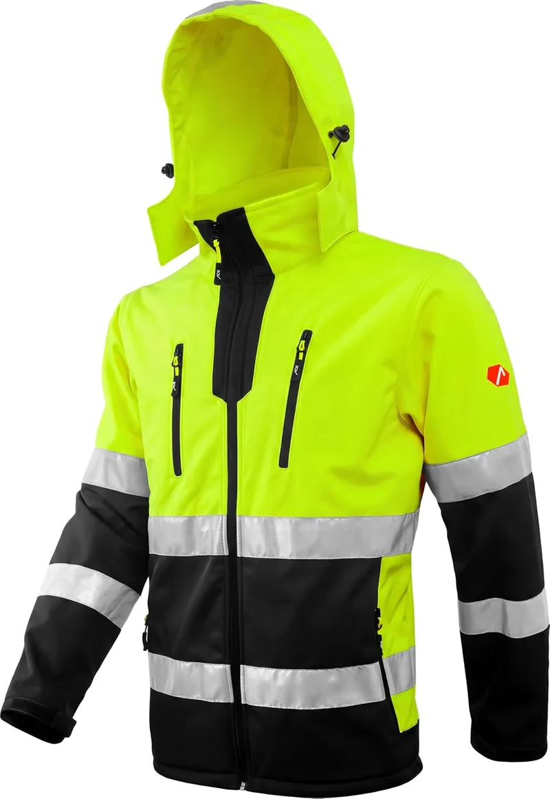 ACE ▫️ Casaco Neon de alta visibilidade: casaco softshell resistente, com refletores e capuz amovível - EN ISO 20471