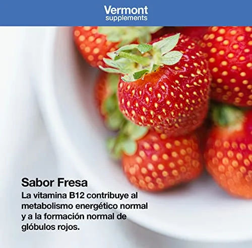 Vermont Supplements ▫️ Vitamina B12 Sublingual 1000 mcg - 120 Comprimidos com Sabor a Morango | Suplemento vitamínico com metilcobalamina para o desenvolvimento celular, que favorece a produção de energia | 3