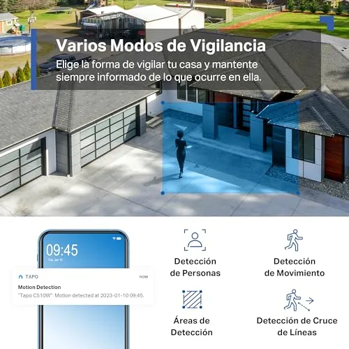 Tapo ▫️ C510W - Câmara de vigilância Wi-Fi para exterior com visão de 360º, 2K 3 MP, deteção por IA 5