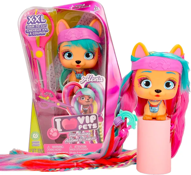 VIP PETS ▫️ Hair Academy Alexia - Coleção de cachorrinhas com pêlo XXL para pentear, cortar e fazer extensões de pêlo - Presente ideal para meninos e meninas a partir dos 4 anos