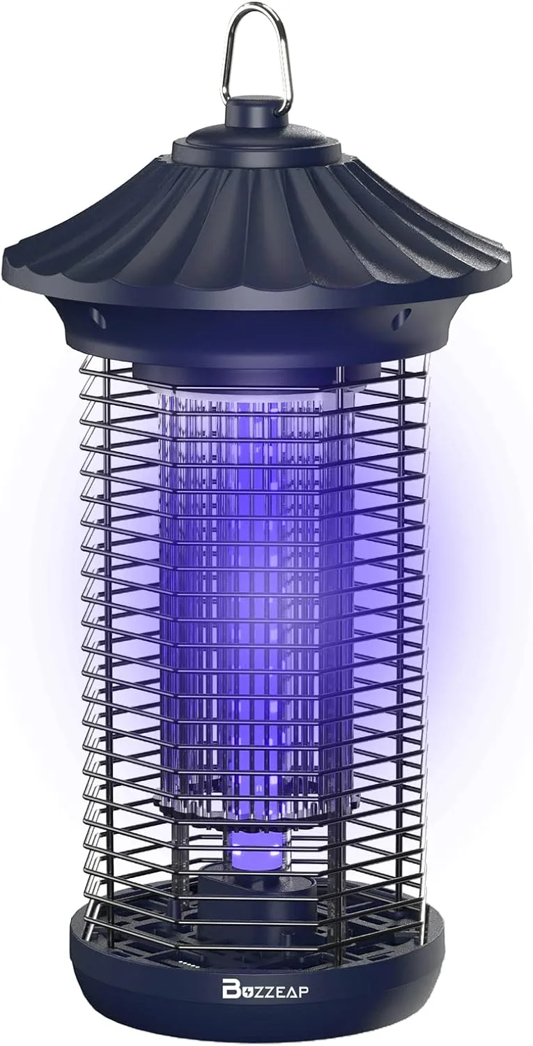 buzzeap ▫️ Armadilha eléctrica para insectos com luz UV, sem produtos químicos tóxicos, alcance efetivo de 1500 pés, reduz eficazmente os insectos voadores.