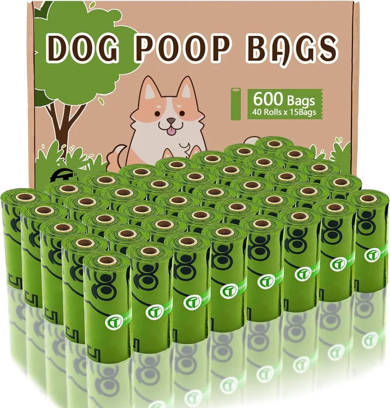 AITODOS TA ▫️ AiTodos® 600 sacos de cocó, mistura de PET e amido de milho, polietileno + material de amido de milho Sacos de cocó semi-biodegradáveis - 31 x 23 cm - Verde (40 rolos, 15 pacotes cada)