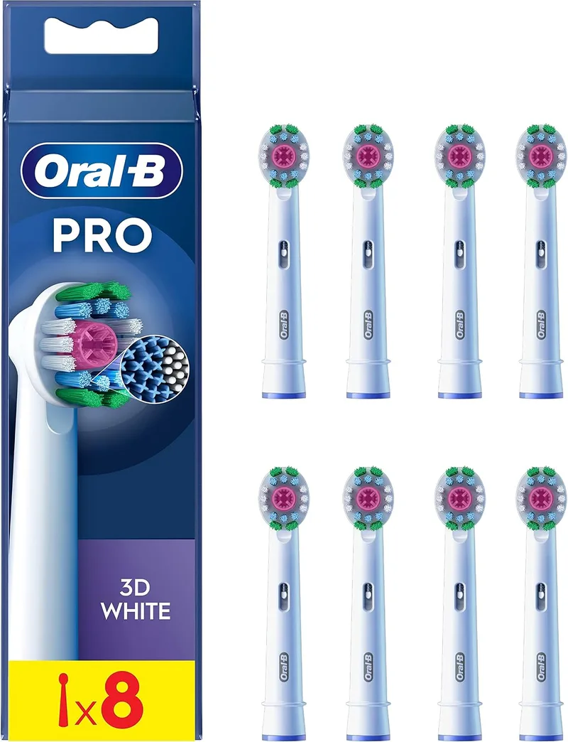 Oral-B ▫️ 3D White - Cabeças de escova de substituição originais, brancas, embalagem de 8