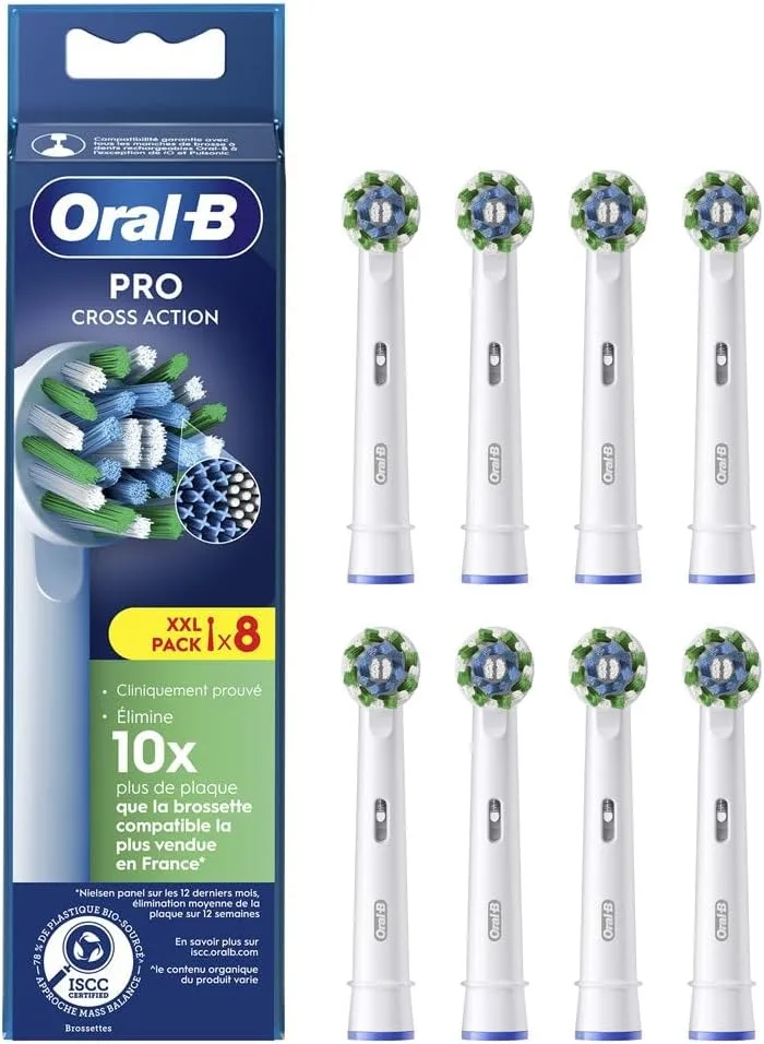 Oral-B ▫️ Pro Cross Action - Escovas para escova de dentes elétrica, embalagem de 8 unidades