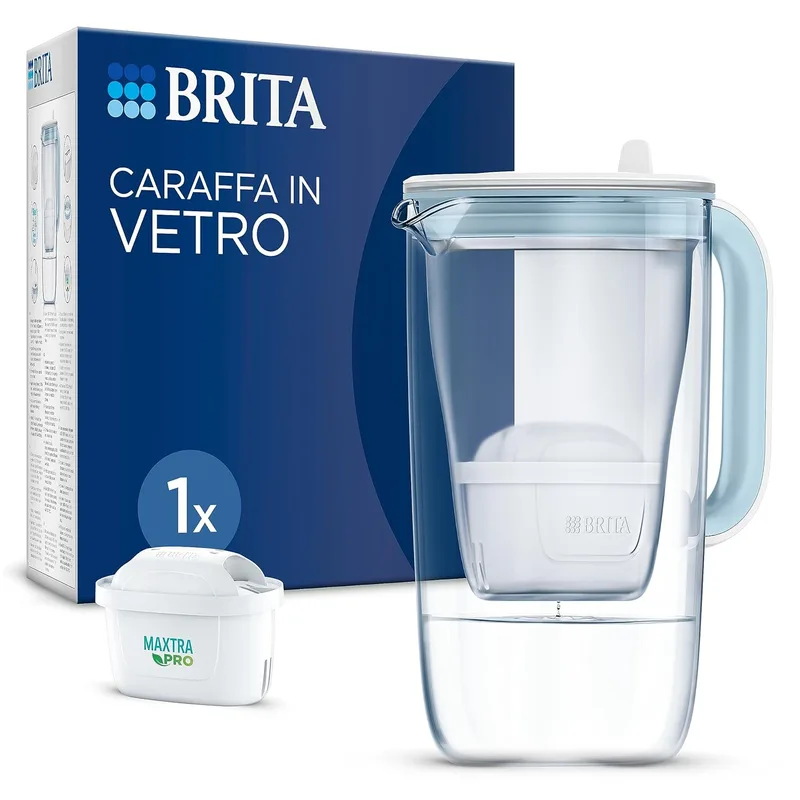 Brita ▫️ Jarra com filtro de vidro (2,5 L) incl. 1x MAXTRA PRO Filtro tudo-em-1 para reduzir o cloro, o calcário, os PFAS e os metais - Jarra Premium