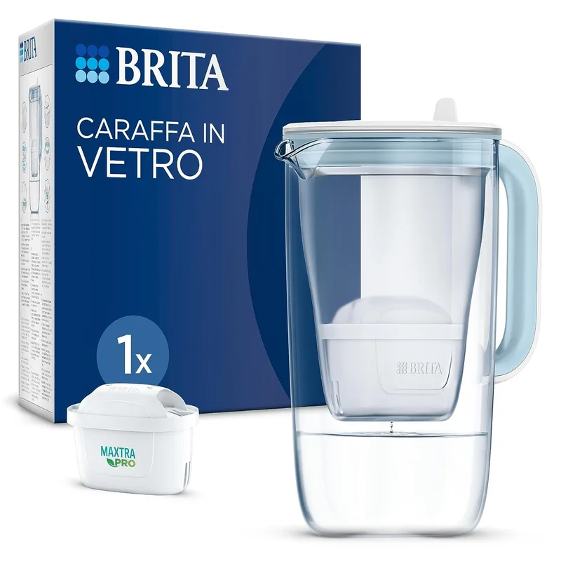 BRITA ▫️ Jarro filtrante de vidro (2,5 L), incluindo 1 filtro MAXTRA PRO All-in-1 que reduz o cloro, o calcário, os PFAS e os metais - Jarro premium