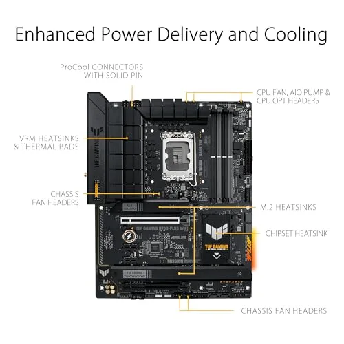 ASUS ▫️ Placa-mãe Tuf Gaming B760-Plus Wi-Fi com chipset Intel B760, soquete LGA 1700, formato ATX, memória DDR5 até 128 GB e Wi-Fi 6e (90mb1er0-M1eay0) 2