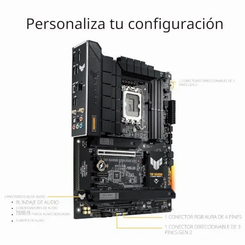 ASUS ▫️ Placa-mãe Tuf Gaming B760-Plus Wi-Fi com chipset Intel B760, soquete LGA 1700, formato ATX, memória DDR5 até 128 GB e Wi-Fi 6e (90mb1er0-M1eay0) 4
