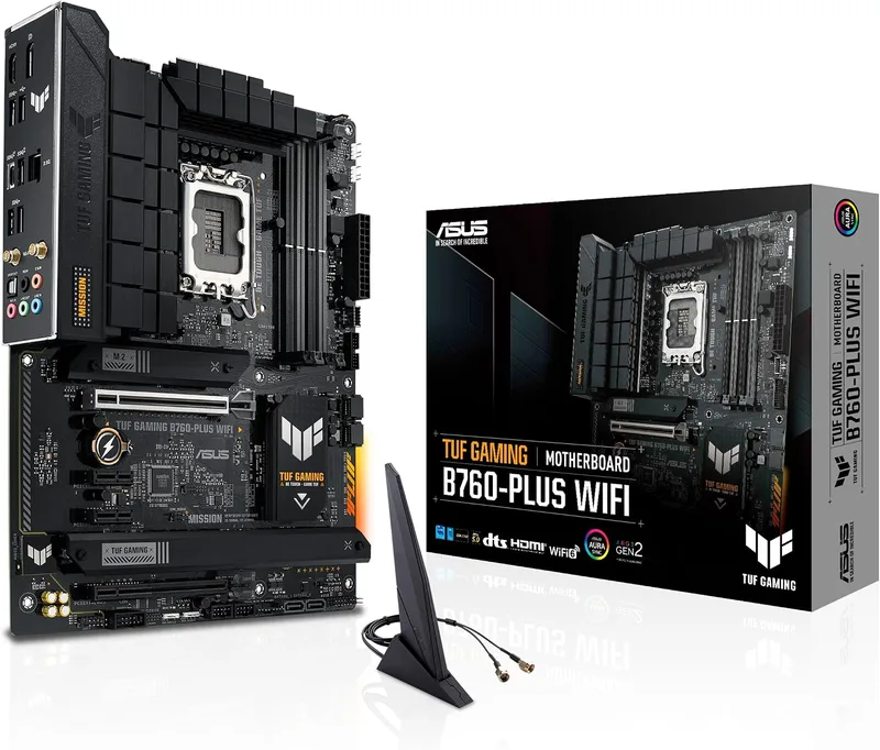 ASUS ▫️ Placa-mãe Tuf Gaming B760-Plus Wi-Fi com chipset Intel B760, soquete LGA 1700, formato ATX, memória DDR5 até 128 GB e Wi-Fi 6e (90mb1er0-M1eay0)