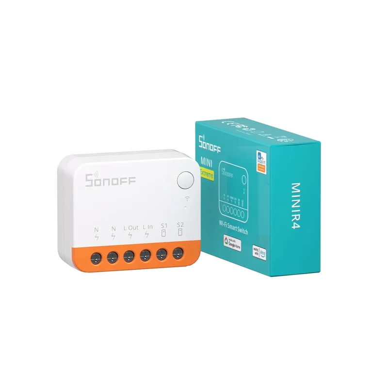 SONOFF ▫️ Interruptor Wi-Fi inteligente de 2 vias, MINIR4 mini interruptor inteligente Wi-Fi, controlo por aplicação, controlo por voz, compatível com Alexa e Google Home. Certificação TUV (10 A, 2400 W)