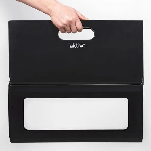 AKTIVE ▫️ 63033 - Churrasqueira portátil e dobrável a carvão, em aço preto e retangular, com pega de transporte, dimensões 45 x 29 x 30 cm, fácil de montar e transportar, grelha para acampamento, terraço, varanda 6