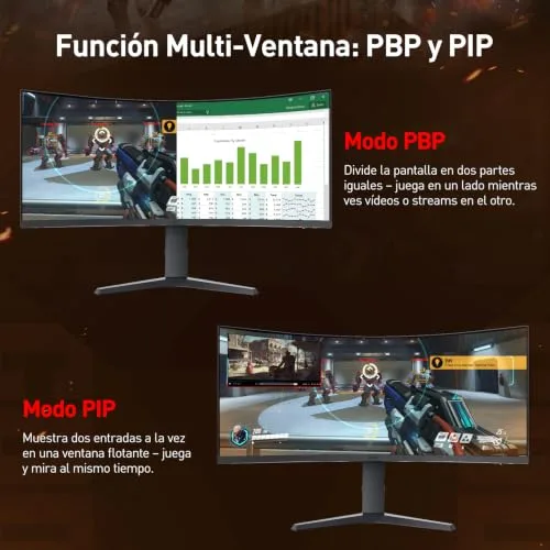KOORUI ▫️ Monitor de jogos de 34 polegadas, curvo, 200 Hz, WQHD, HDR400, PIP, PBP, HDMI/DP 5