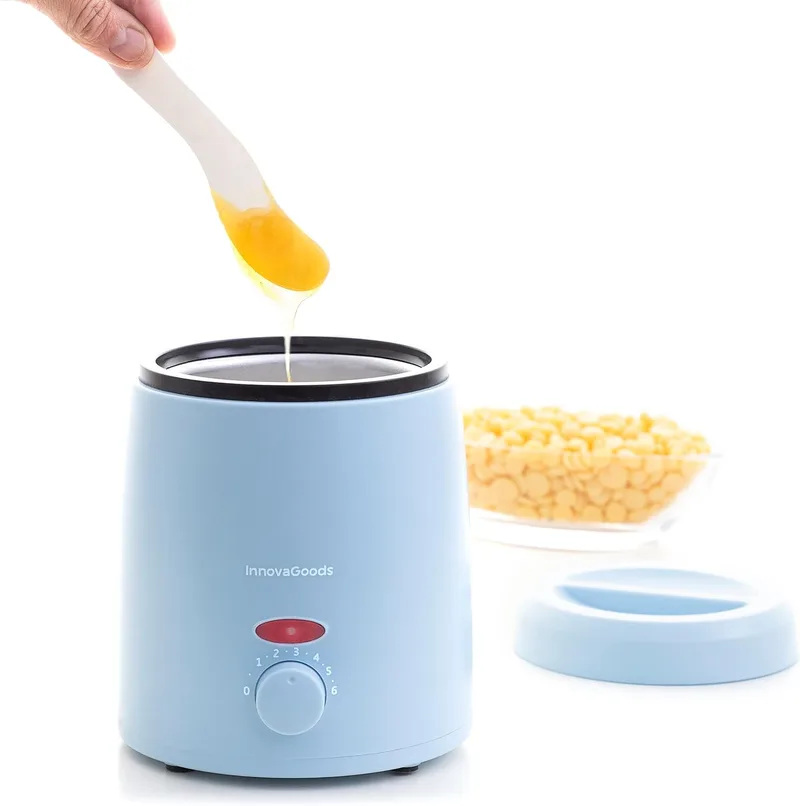 InnovaGoods ▫️ Aquecedor de cera depilatória ®, inclui espátula para aplicação de cera depilatória, máquina de cera quente para depilação com capacidade de 200 ml e potência de 40 W.