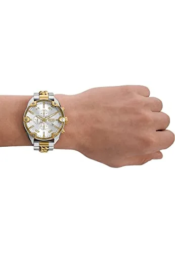 Diesel ▫️ Relógio Spiked para homem, movimento cronógrafo de quartzo com bracelete em aço inoxidável 4