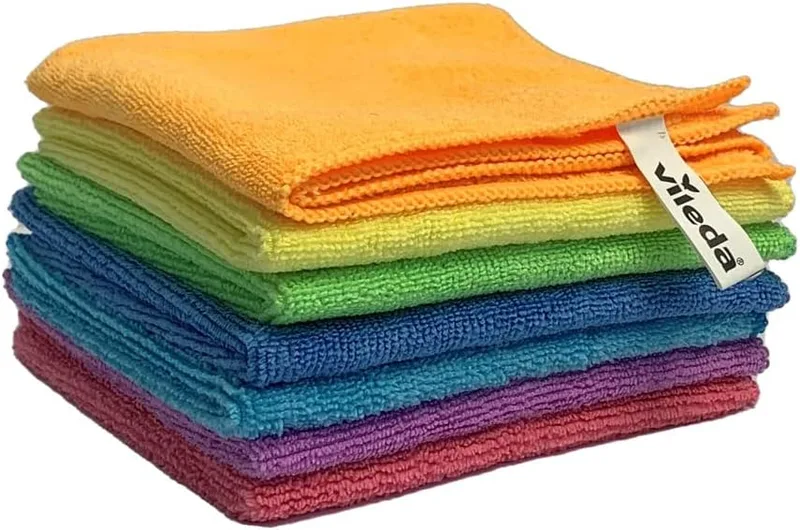Vileda ▫️ Panos de microfibra Colors, embalagem múltipla de 30 x 30 cm, multicoloridos para distinguir as áreas de utilização, embalagem de 7 unidades