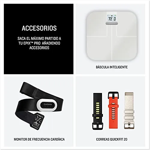 Garmin ▫️ EPIX 2, relógio GPS multidesportivo com ecrã tátil AMOLED, funcionalidades avançadas, monitorização da frequência cardíaca, mapas e música, TU EU 6