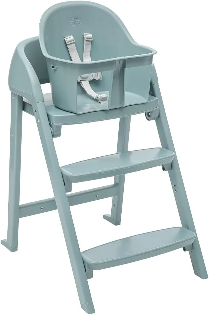 Chicco Crescendo Lite, Cadeira alta para bebé Evolution com 3 configurações: Cadeira alta para bebé, assento elevatório para bebé e banco para adulto, dos 6 meses aos 110 kg, fecho compacto dobrável, verde água