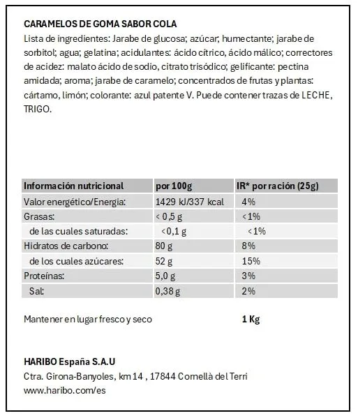 HARIBO ▫️ Chispa Cola 1 x 1 kg 2