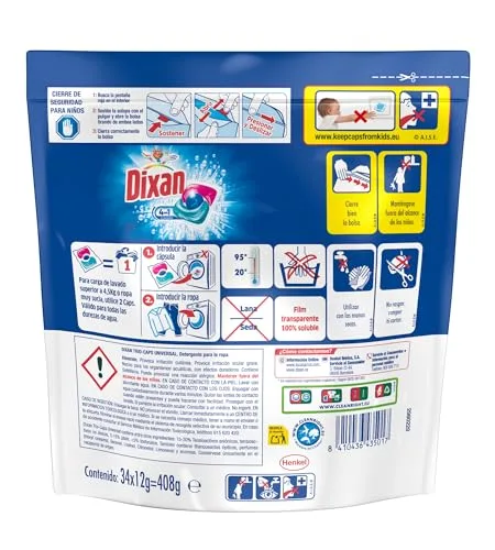 Dixan ▫️ Trio Caps Total 4 em 1, Detergente em cápsulas para máquina de lavar roupa, 34D 2