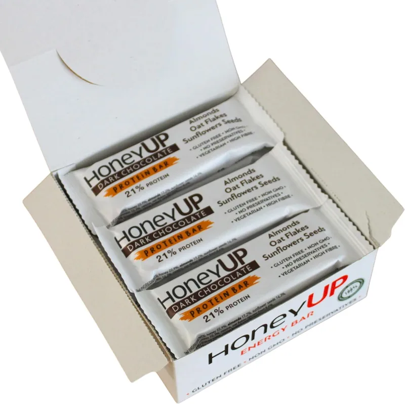 HoneyUp ▫️ Barras de Chocolate Negro e Amêndoas 12x40 g – Sem Glúten