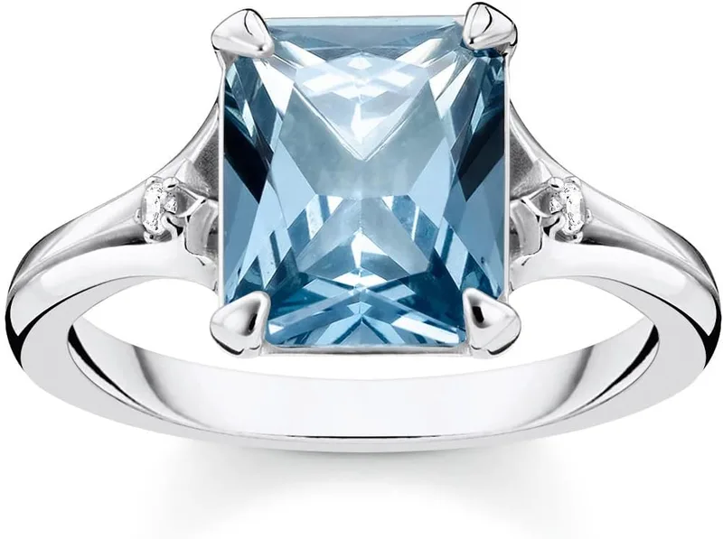 Thomas Sabo ▫️ Anel de pedra azul com lua e estrela em prata de lei 925 TR2297-644-1