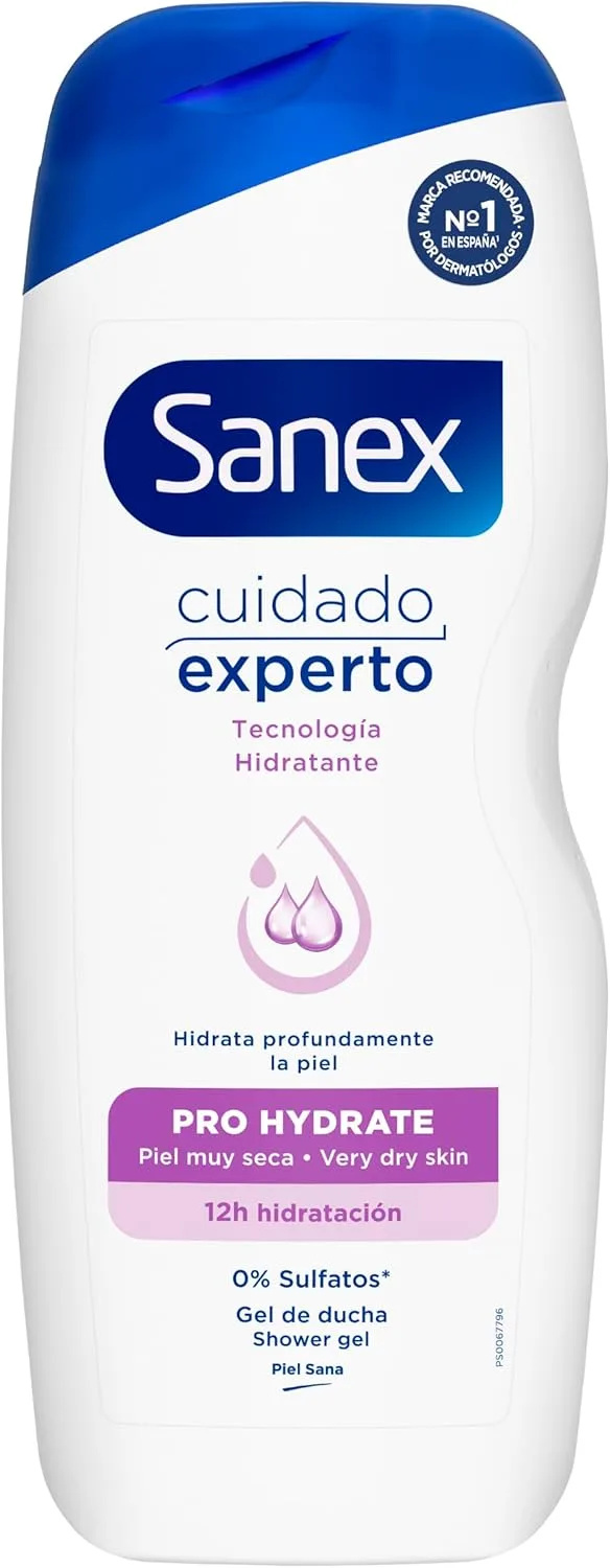 Sanex ▫️ Expert Care Pro Hydrate, Gel de duche ou banho, pele muito seca, hidratação profunda, combate as bactérias, 600 ml
