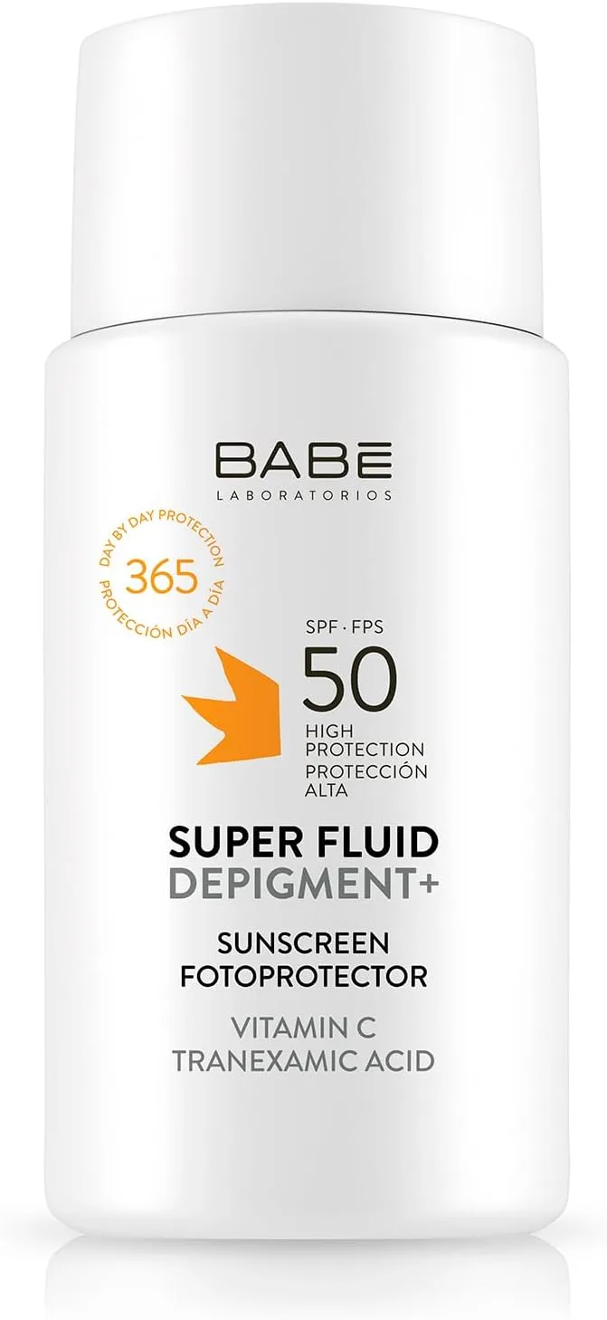 LABORATORIOS BABE ▫️ LABORATÓRIOS BABÉ - Super Fluido Despigmentante+ Fotoprotector SPF 50 : Protetor solar facial anti-manchas : Resistente à água : Todos os tipos de pele : Contra os danos solares e o fotoenvelhecimento : Uniformiza o tom da pele : 50ml