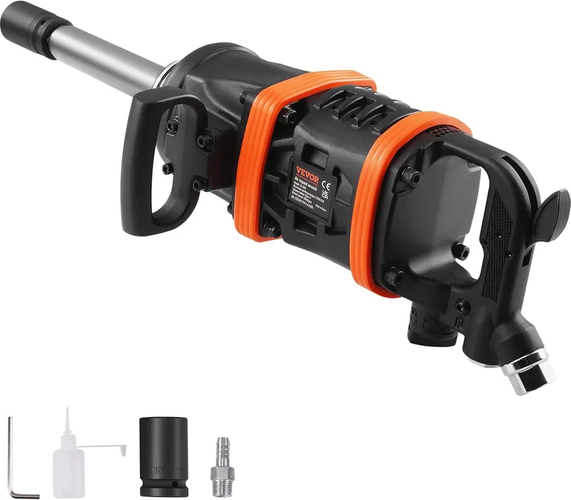 VEVOR ▫️ Chave de impacto pneumática quadrada 2,54 cm Chave de impacto de ar comprimido 7016 Nm 3000 rpm Alumínio com bigorna 20,3 cm Conector rápido Mala de transporte de ar comprimido para serviço pesado