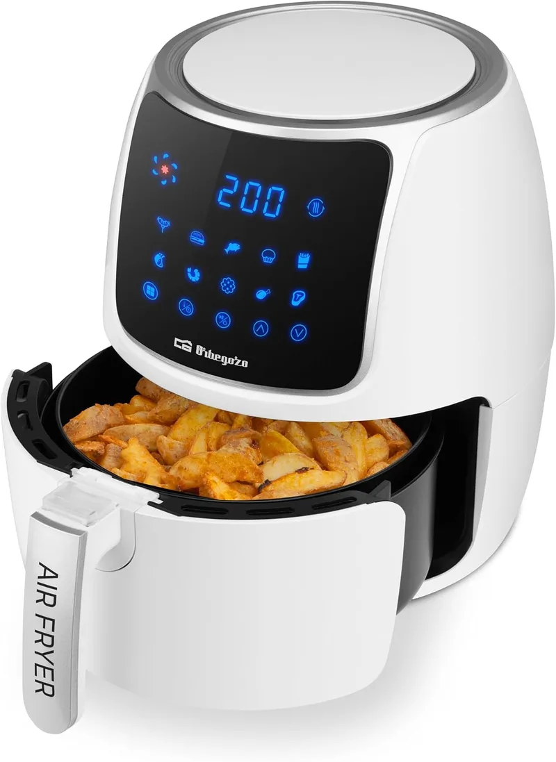 Orbegozo ▫️ FDR 64 Fritadeira de Ar Quente 4 L, 1500 W, 10 programas, ecrã tátil LED, termóstato digital até 200 °C, temporizador de 60 min, cuba removível lavável na máquina de lavar louça, sem BPA