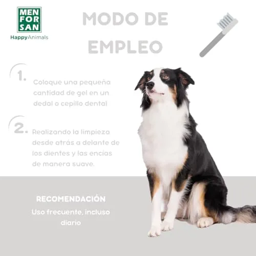 MENFORSAN ▫️ Gel dentário para cães | Gel dentário natural | Hálito fresco | Controla a placa dentária | Sabor a menta | Inclui um dedal de oferta | 60 ml 5
