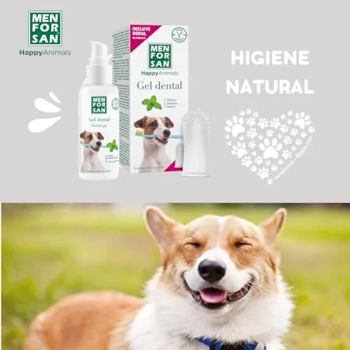 MENFORSAN ▫️ Gel dentário para cães | Gel dentário natural | Hálito fresco | Controla a placa dentária | Sabor a menta | Inclui um dedal de oferta | 60 ml 6