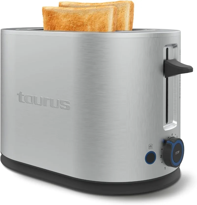 Taurus ▫️ Mytoast II Legend Toaster : 900W : 2 ranhuras : 7 níveis de tostagem : Funções Descongelar, Reaquecer e Cancelar : Aço inoxidável : Tabuleiro para migalhas : Elevação extra