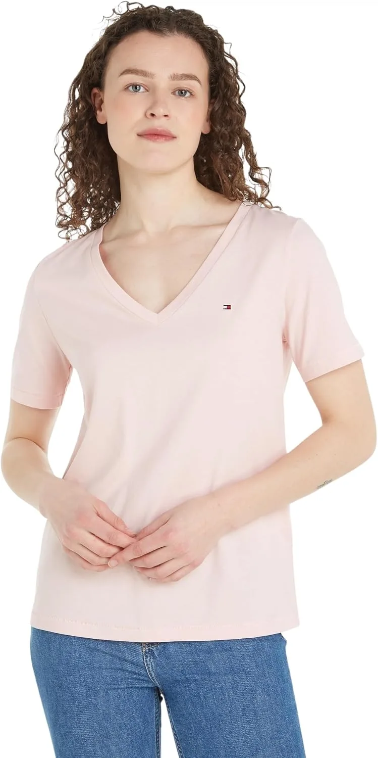 Tommy Hilfiger ▫️ Modern Regular V-nk SS Ww0ww39781 Camisolas de malha de manga curta para mulher