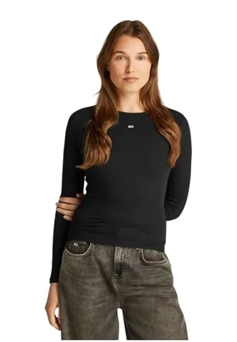 Tommy Jeans ▫️ Camiseta de manga comprida para mulher, corte justo, linha Essential, em algodão 3