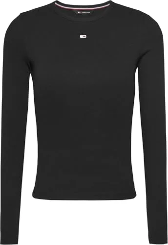 Tommy Jeans ▫️ Camiseta de manga comprida para mulher, corte justo, linha Essential, em algodão 6