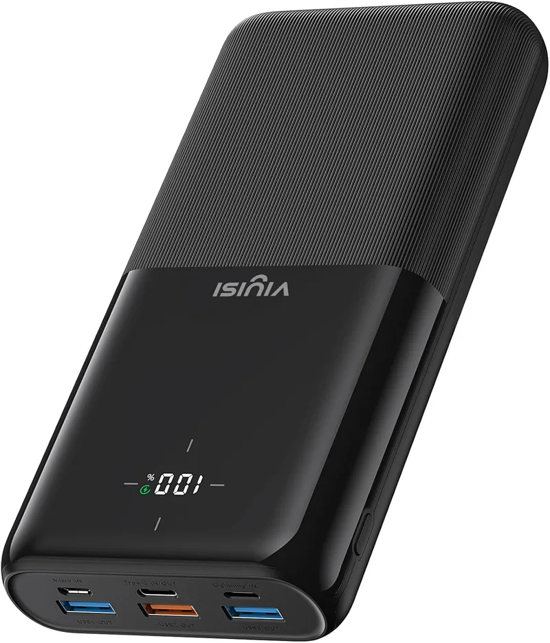 VIYISI ▫️ Power Bank 30000mAh, 22,5W PD QC 3.0, com 3 entradas e 4 saídas, Bateria portátil com ecrã LED, Bateria externa de carregamento rápido USB C para iPhone, Samsung, Huawei, Tablet e muito mais.