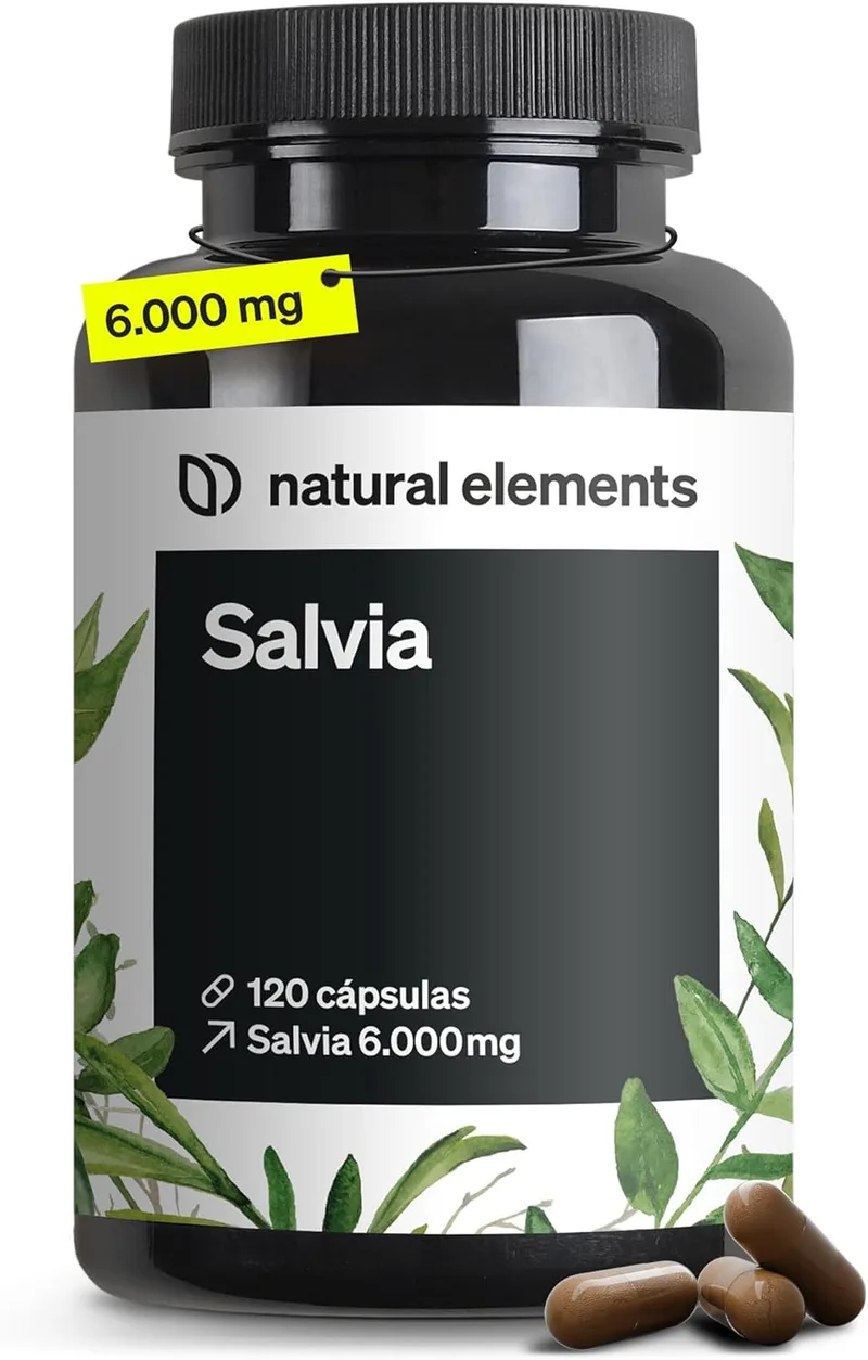 natural elements ▫️ Sálvia 6.000 mg - 120 cápsulas vegetais para 4 meses - Extrato de alta dosagem 10:1 - Fórmula de apoio natural para o seu bem-estar - Sem aditivos - Testado em laboratório na Alemanha - Sem aditivos - Sem aditivos - Sem aditivos - Sem aditivos - Sem aditivos - Sem aditivos - Sem 